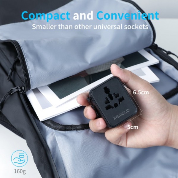 Universal Plug Adapter, 25W International Travel Adapter with 1 USB and 2 Type C Universal Travel Adapter France to UK USA EU Canada Australia China Japan Thailand