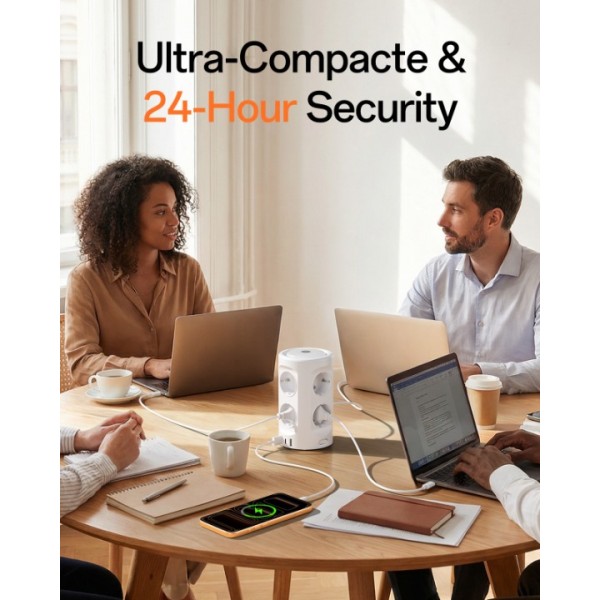 Power strip with light, 8-way multiple socket with 3 USB ports Power strip Surge protector Multiple plug cube 3 lighting modes 3M extension cable Power strip tower for home and office