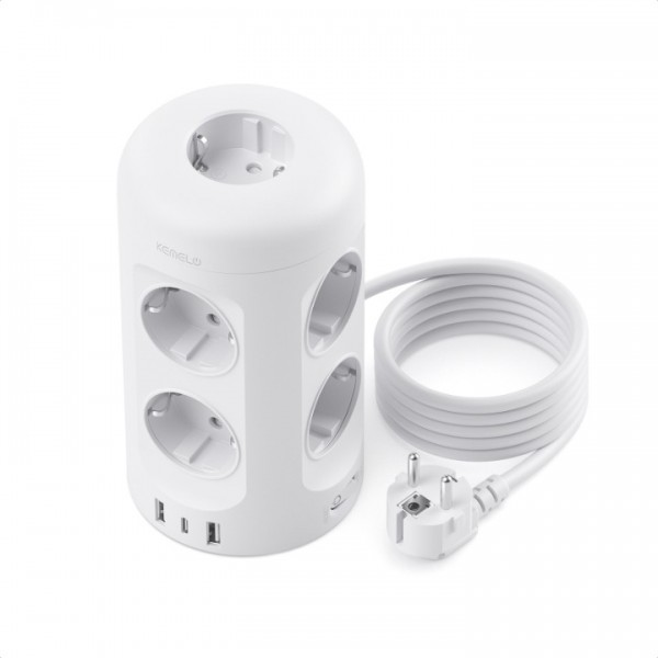 3M Power Strip with Switch,9 Compartment Multi-Socket Power Strip with 3 USB,Multi-Plug Surge Protector, Extension Cable Socket Tower for Home,Office